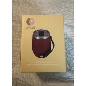 12oz Wine Cup Tumbler, Stainless Steel Vacuum Insulated, with Lid and Handle NEW